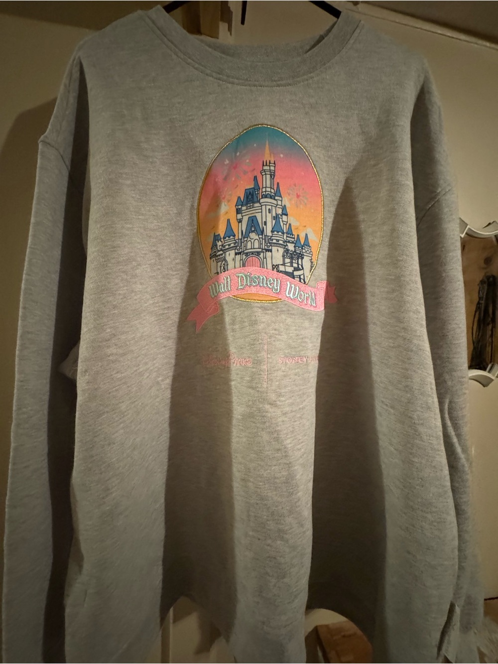 Disney Gray Crewneck with Pastel Castle Graphic